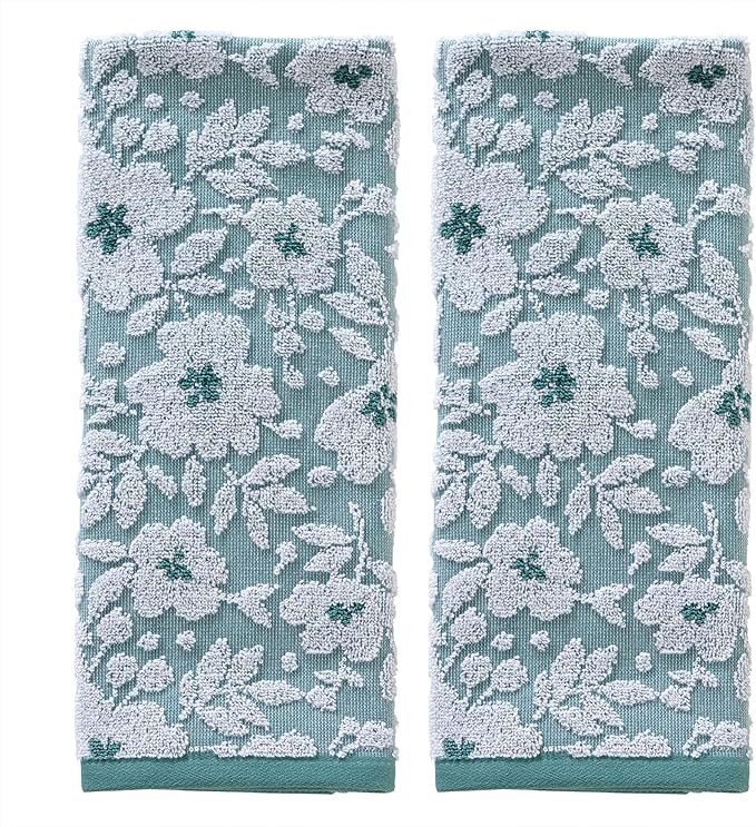 SKL Home Floral Jacquard Hand Towel Set, Moss Green by SKLHomebySaturdayKnightLtd