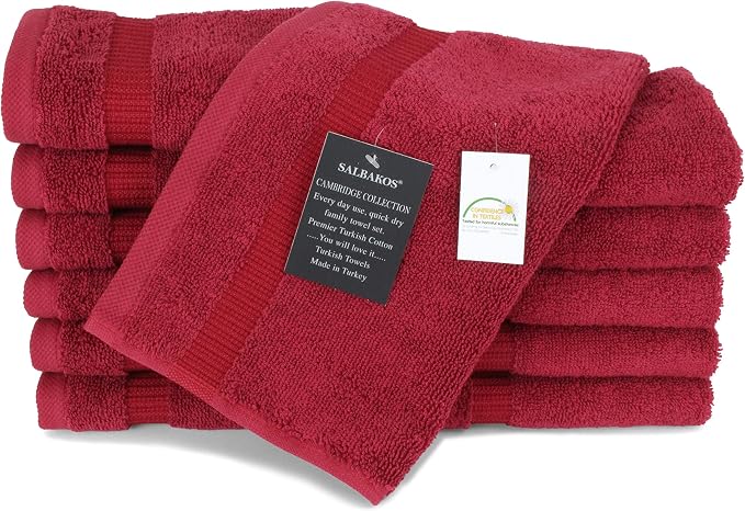 SALBAKOS 100% Turkish Cotton Washcloth Set of 12 13x13 inch | Heirloom Quality - Image 3
