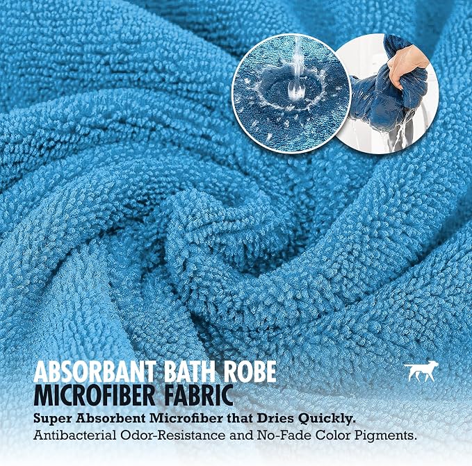 Tuff Pupper Bathrobe, 800 GSM Plush, Super Absorbent, Adjustable Hood & Belly - Image 5