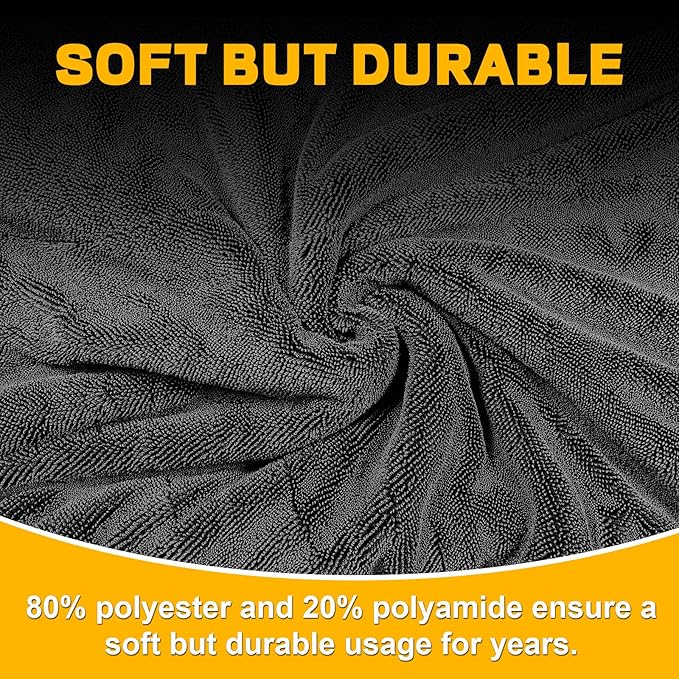 2-Pack Double Sided Car Drying Towel, 1600 GSM Super Absorbent Microfiber - Image 7