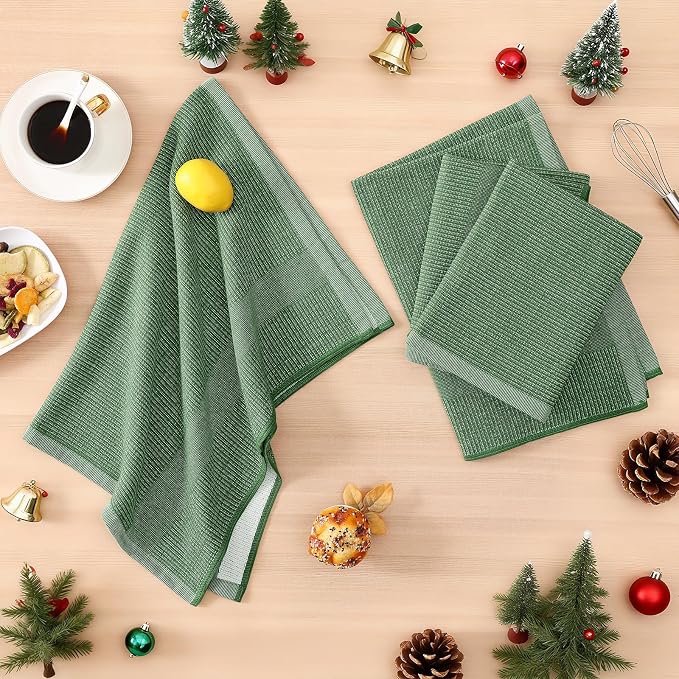 Homaxy Premium Kitchen Towels, Large Cotton Kitchen Hand Towels, Flat and Terry - Image 5