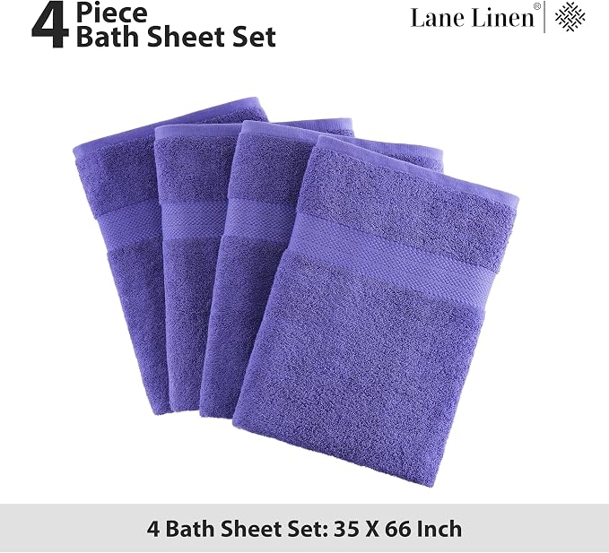 LANE LINEN 100% Pure Cotton Pack of 4 Bath Sheets - Image 5
