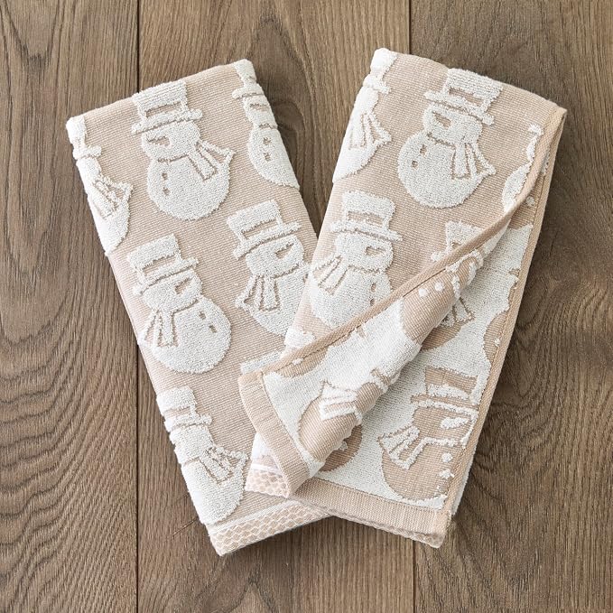 SKL Home Christmas/Winter Snowman Jacquard 100% Cotton Reversible 2pc Hand - Image 2