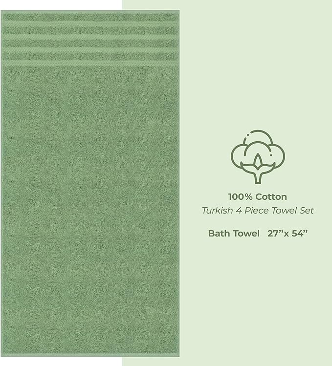 American Soft Linen Luxury 4 Piece Bath Towel Set, 600 GSM 100% Cotton Turkish - Image 5