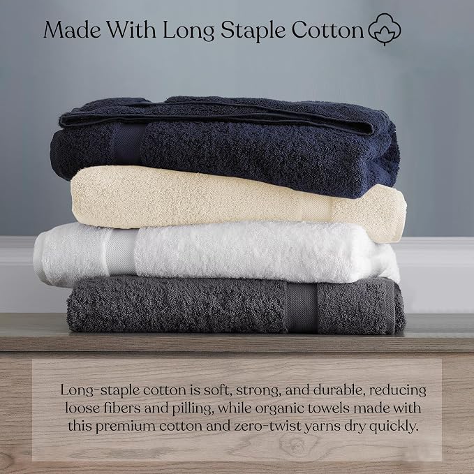 Delara 100% Organic Cotton Towels 650 GSM Plush Feather Touch Quick Dry Bath - Image 5