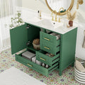 36" Bathroom Vanity with Solid Pine Frame, 1 Soft Close Door and 3 Drawers by THINK30