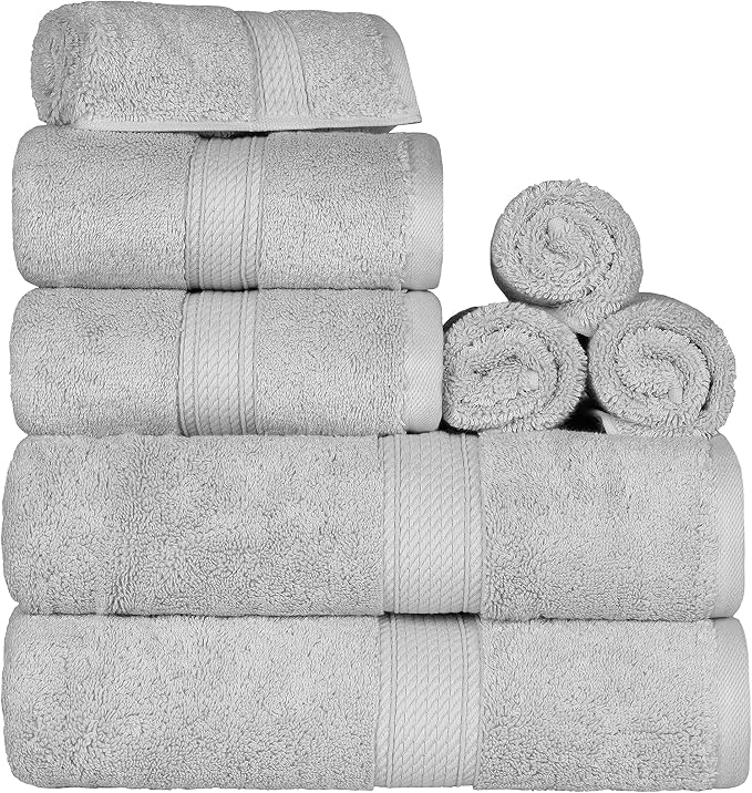 Superior Egyptian Cotton Pile 8 Piece Towel Set, Includes 2 Bath, 2 Hand by SUPERIOR