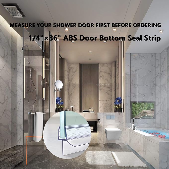 Frameless Shower Door Bottom Seal 2-Pack Think 1/4" Long 36'' Shower Door Sweep - Image 6