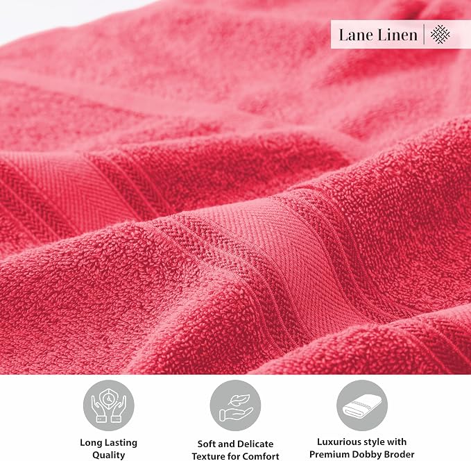 Lane Linen 100% Cotton Large Bath Towels Set of 4 - Image 8