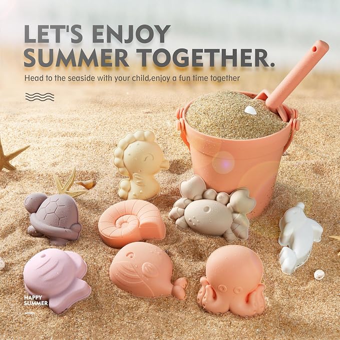 MarcZero 11Pcs Silicone Beach Toys, Modern Baby Beach Toys, Travel Friendly - Image 3
