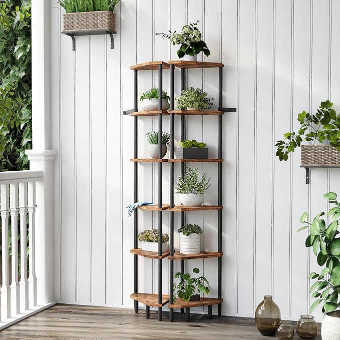 6 Tier Corner Shelf, 66.5'' Tall Standing Shelf, Narrow Display Shelf Stand - Image 7