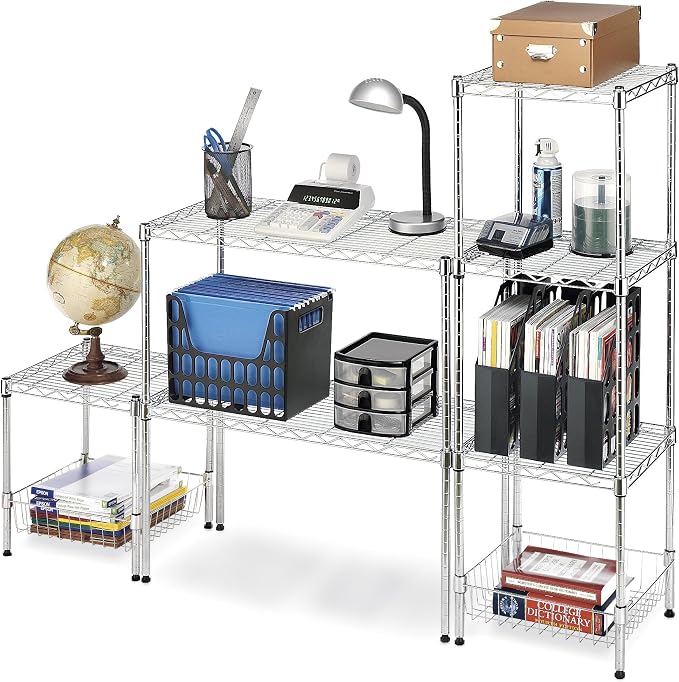 Whitmor Wire Shelving Unit, Metal Storage Shelves, Stacking Shelf - Image 6
