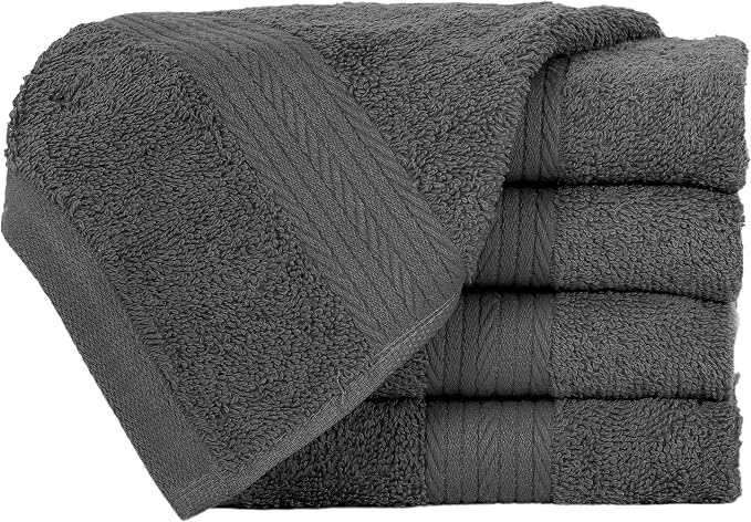 Ample Decor Washcloths Pack of 5 12 X 12 Inch, 600 GSM 100% Cotton Soft - Image 3