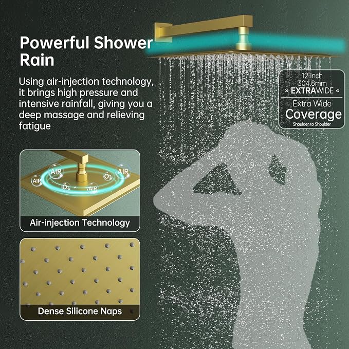 Hoimpro Shower System Set with 12 Inch Bathroom Rain Mixer Shower Head and - Image 4