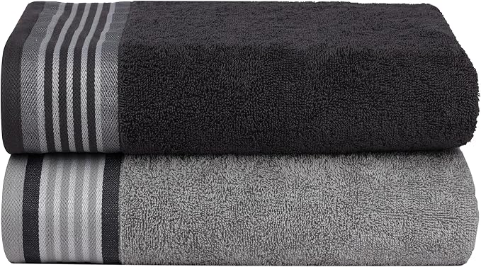 CASA COPENHAGEN He & She 4 Pieces Large Bath Towel Set- Pine Grey + Grey Violet - Image 2