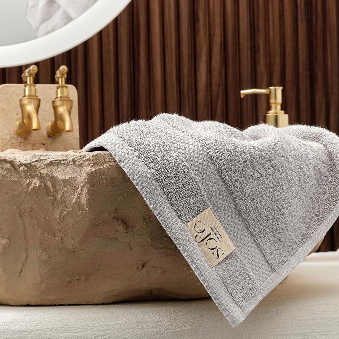 SOFE H&L | Olea Luxury Turkish Cotton Bath Towels Set of 4 : 4 Wash Cloths Cool - Image 3