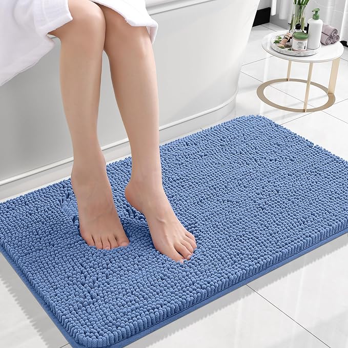 OLANLY Bathroom Rugs 24x16, Extra Soft Absorbent Chenille Bath Rugs, Rubber - Image 2