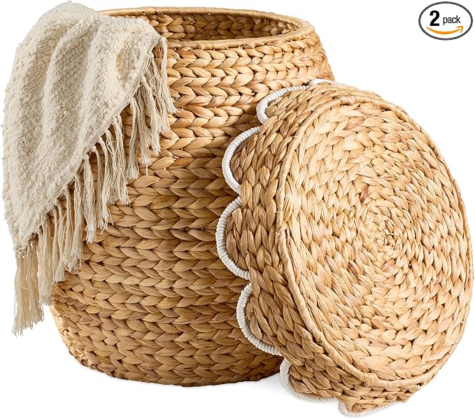 Best Choice Products Scalloped Multipurpose Hyacinth Storage Basket, Plant Décor by BestChoiceProducts
