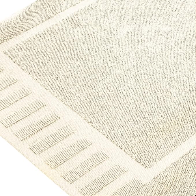 White Classic Luxury Bath Mat Floor Towel Set - Image 2