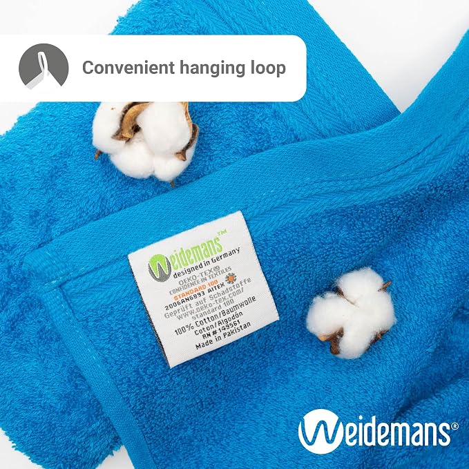 100% Cotton Washcloths Set 13” x 13” | Petrol Towels | Set of 12 Ultra Soft and - Image 4