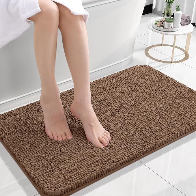 OLANLY Bathroom Rugs 24x16, Extra Soft Absorbent Chenille Bath Rugs, Rubber by OLANLY