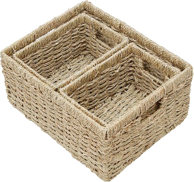 Vagusicc Wicker Basket, Seagrass Wicker Storage Basket Bins - Image 8