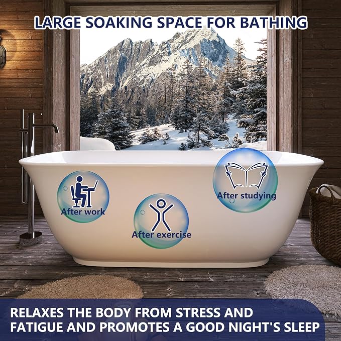 59" Acrylic Free Standing Tub, Stand Alone Tub, Freestanding Bathtub, Soaking - Image 4
