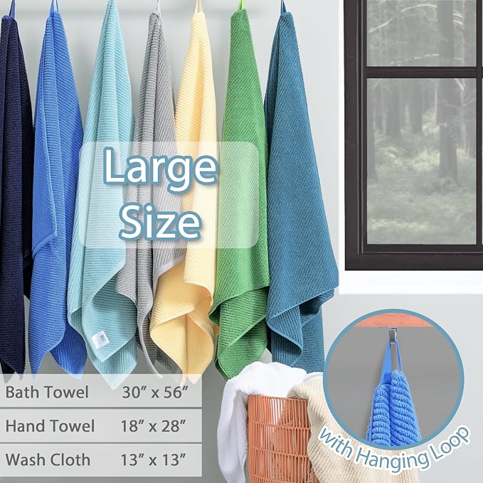 VOOVA & MOVAS 3PCS Bathroom Towels, 100% Cotton, Quick Dry, Bathroom Essentials - Image 5