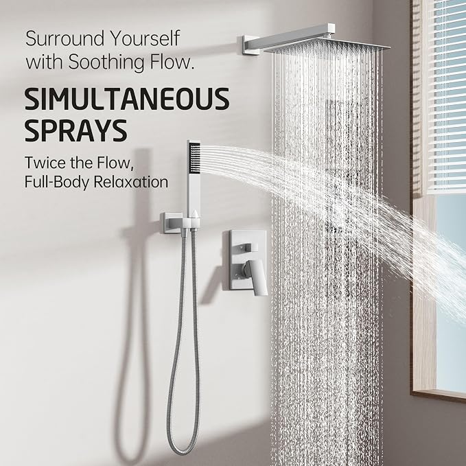 KES Shower Faucet Set, Shower System 12 Inch Rain Shower Head - Image 2
