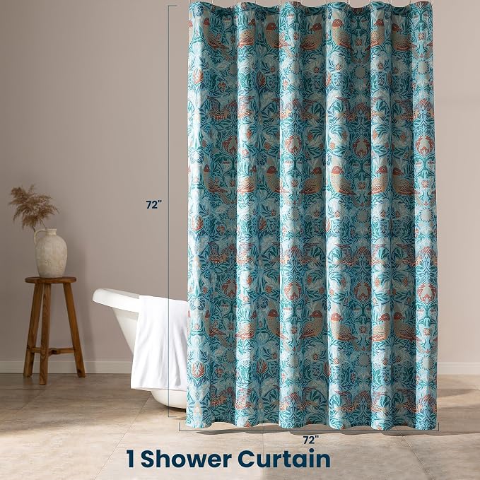 SLEEP ZONE Blue Garden Shower Curtain Waterproof Curtains - Image 7