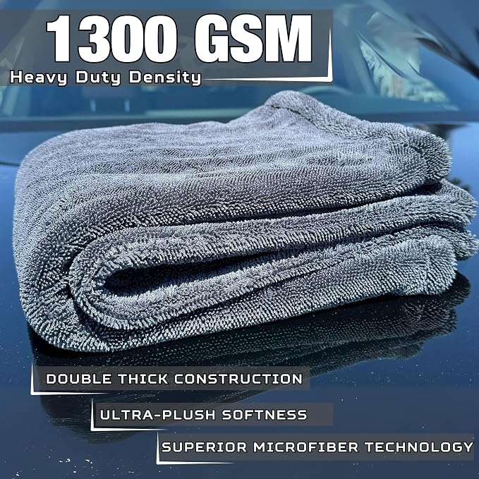 XL Car Drying Towel, 1300 GSM Professional Car Towel - Image 3