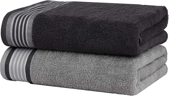CASA COPENHAGEN He & She 4 Pieces Large Bath Towel Set- Pine Grey + Grey Violet - Image 3
