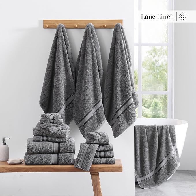 LANE LINEN 100% Mercerized Cotton Bath Towels Set of 18 – Zero Twist, 6 Bath - Image 5