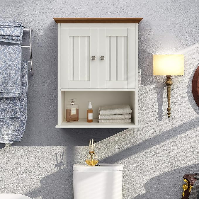 Treocho Wood Wall Cabinet, Bathroom Medicine Cabinet Storage - Image 4