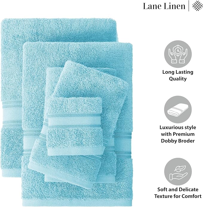 LANE LINEN Luxury Towel Set for Bathroom – 12-Pack 100% Cotton, Zero Twist - Image 6
