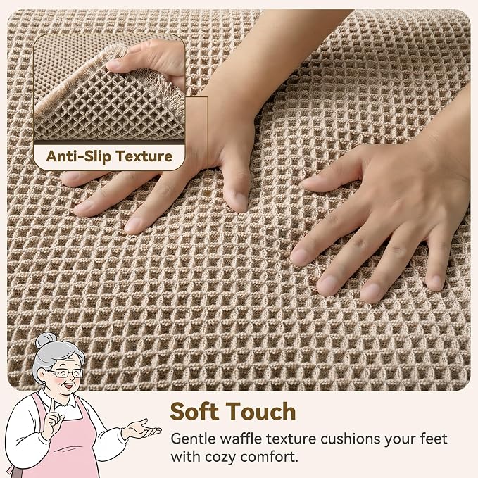 GRANNY SAYS Waffle Bathroom Runner Rugs 71" x 24" Non Slip Washable, Extra Soft - Image 3