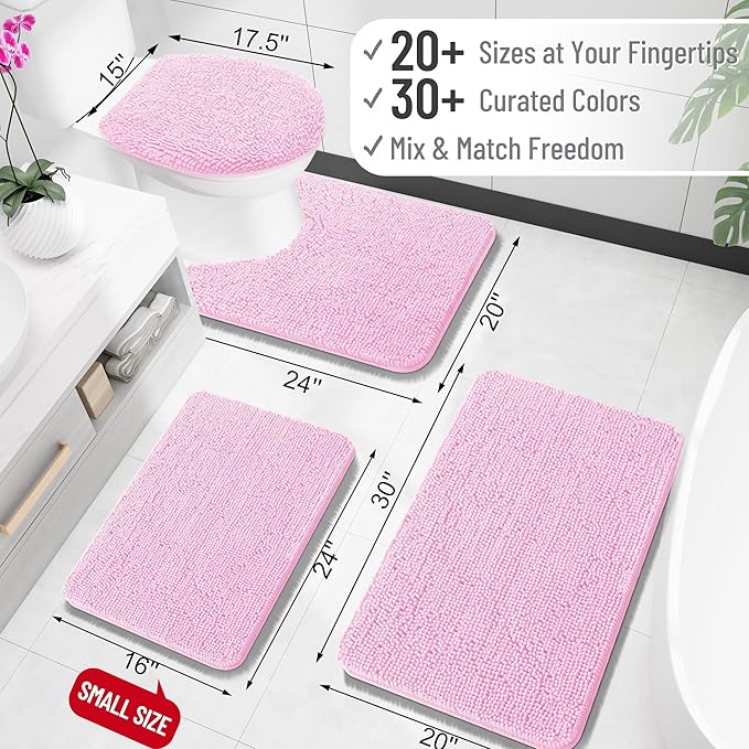 OLANLY Bathroom Rugs 24x16, Extra Soft Absorbent Chenille Bath Rugs, Rubber - Image 2