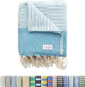 Oversized Turkish Beach Towel, Diamond Dobby Aqua by CapeComforts