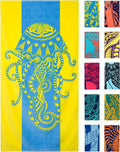 Nova Blue Jellyfish Beach Towel – Tropical Blue & Yellow Colors by NovaBlueBeachAccessories