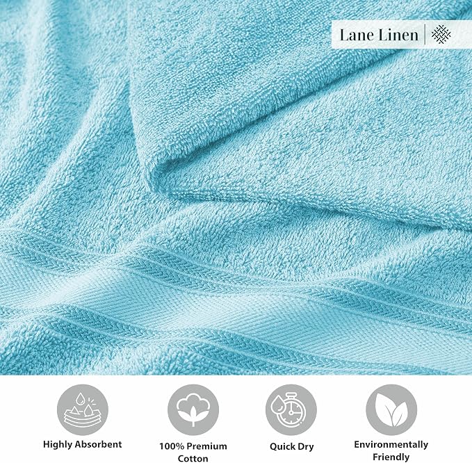 LANE LINEN Luxury Towel Set for Bathroom – 12-Pack 100% Cotton, Zero Twist - Image 7