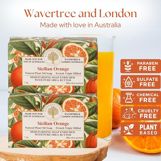 Wavertree & London Sicilian Orange Scented Natural Soap, 7oz Moisturizing - Image 2