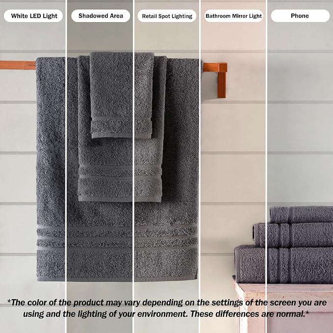 Hawmam Linen Grey Bath Towels Set of 4, Cotton Towel Soft Absorbent Quick Dry - Image 3