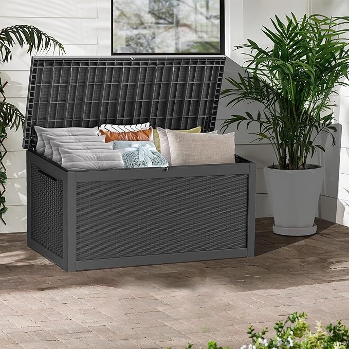 TARKARI 320 Gallon Lockable Resin Deck Box, Waterproof & UV-Resistant Outdoor - Image 5