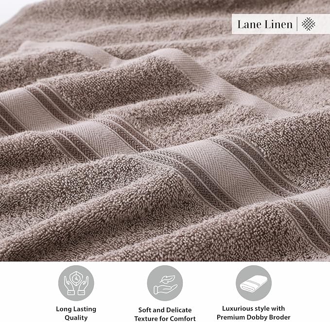 LANE LINEN 100% Cotton Bath Towels Set of 4 - Image 5
