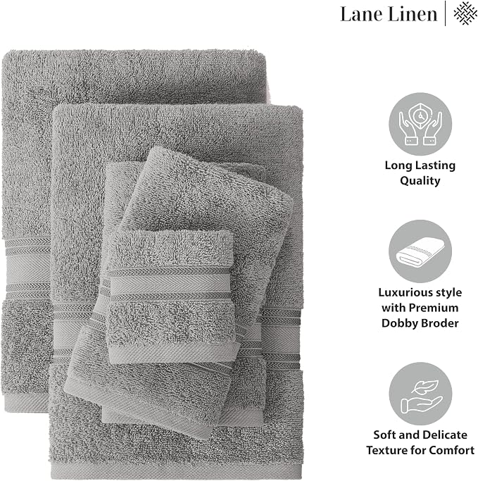 LANE LINEN 18 Pack Towels for Bathroom – 100% Mercerized Cotton, Zero Twist - Image 6