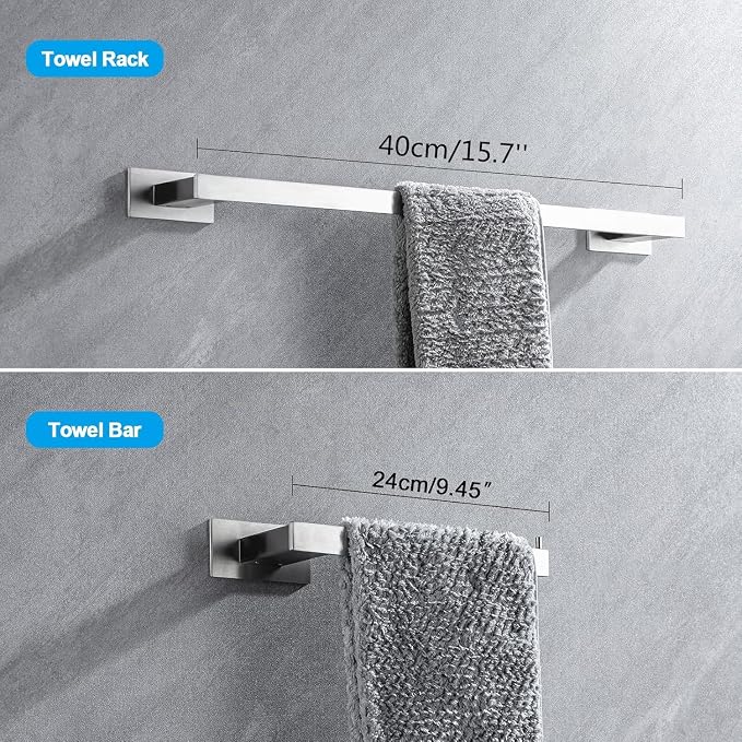 4-Pieces Bathroom Hardware Accessories Set, Towel Rack Towel Bar Toilet Paper - Image 4