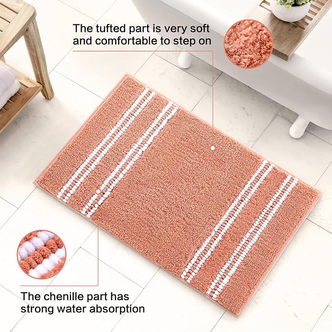 Kmson Bathroom Rugs Mat, Non-Slip Fluffy Thick Water Absorbent Microfiber Mat - Image 3