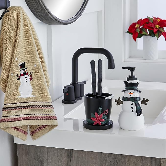 SKL Home Christmas/Winter Rustic Plaid Snowman Hand Towel 2pc Set - Image 4