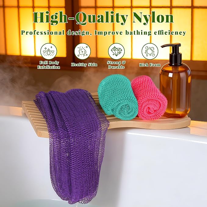 African Net Sponge Authentic, 3 Pieces Exfoliating Scrubber Bath Sponge - Image 6