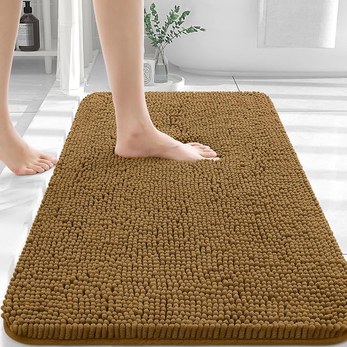 OLANLY Bathroom Rugs 30x20, Extra Soft Absorbent Chenille Bath Rugs, Rubber by OLANLY